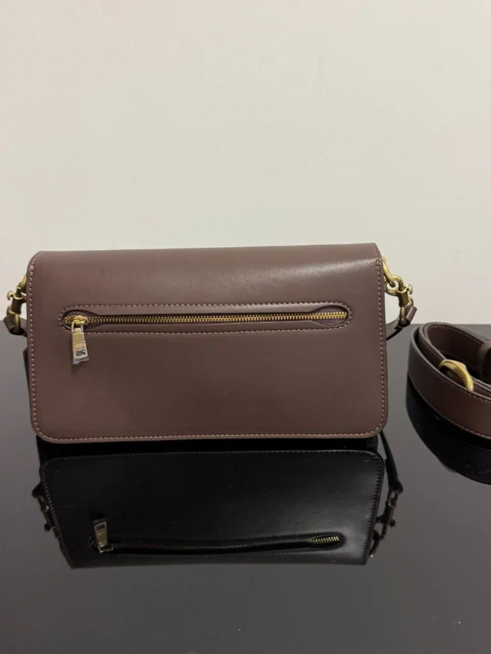 Coach Brown Leather Shoulder Bag with Signature Hardware
